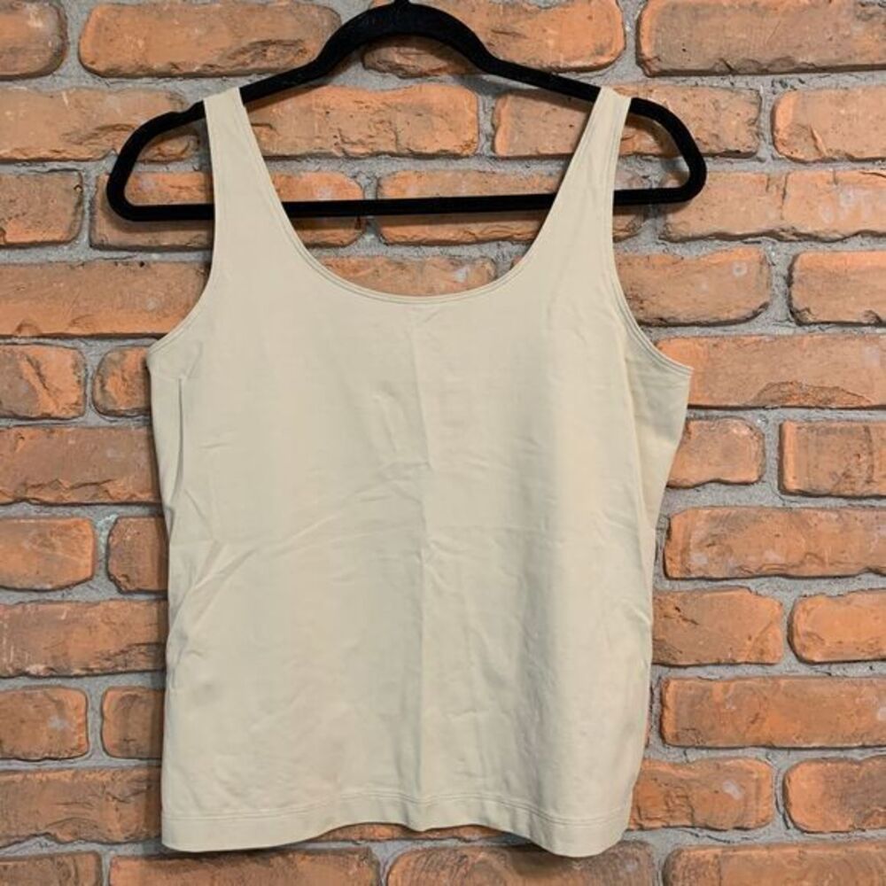 Chico's Womens Y2K Stretch Layering Scoop Neck Tank Top Blouse Beige Size Medium